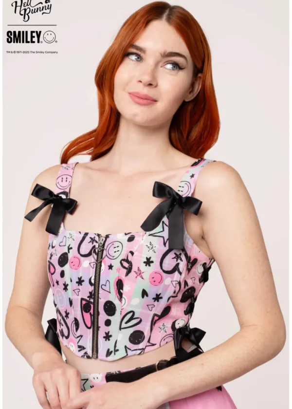 Hell Bunny x Smiley Robbie Corset Top Multicolour
