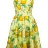 Hell Bunny Zesty Lemon 50's Swing Dress Yellow