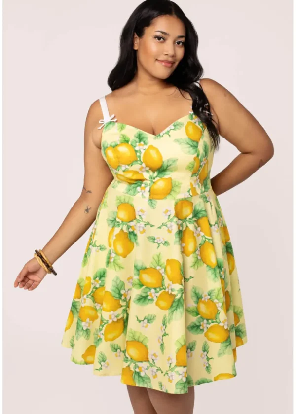 Hell Bunny Zesty Lemon 50's Swing Dress Yellow
