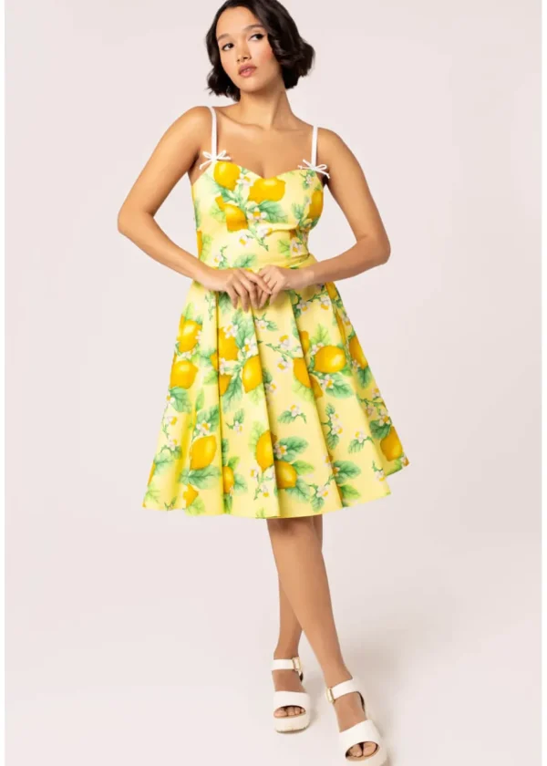 Hell Bunny Zesty Lemon 50's Swing Dress Yellow