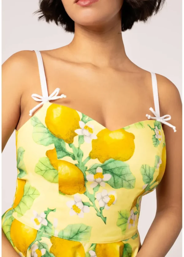 Hell Bunny Zesty Lemon 50's Swing Dress Yellow