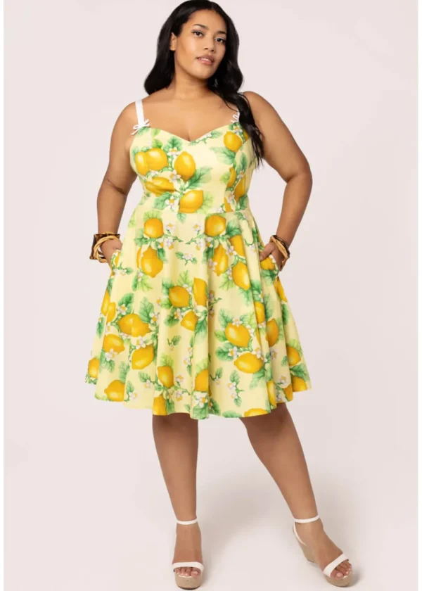 Hell Bunny Zesty Lemon 50's Swing Dress Yellow