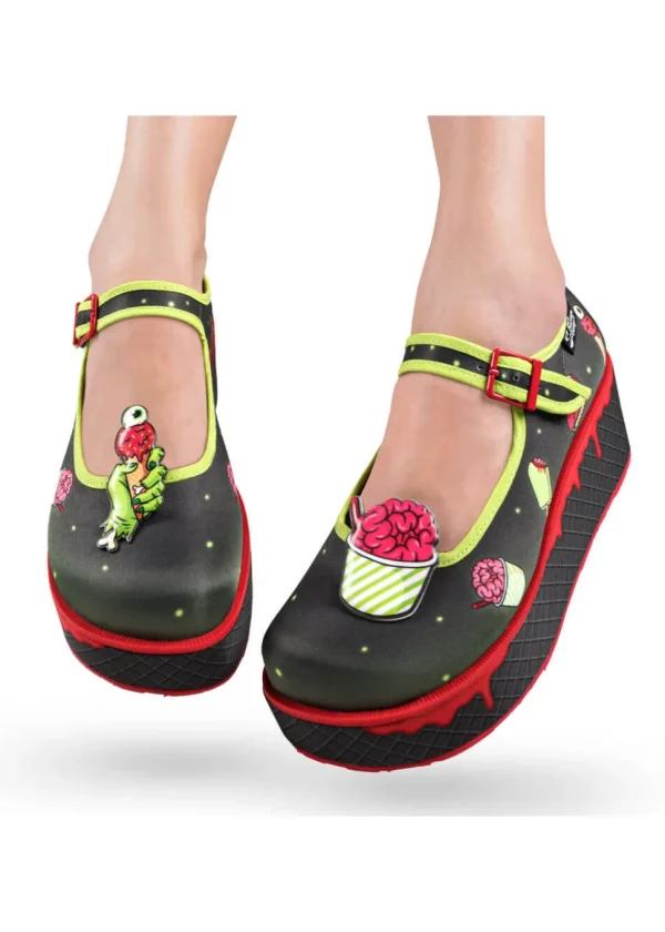 Hot Chocolate Design Brain Freeze Platform Shoes Black