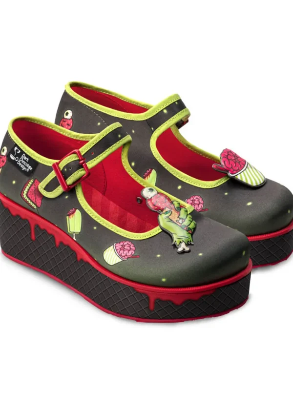 Hot Chocolate Design Brain Freeze Platform Shoes Black