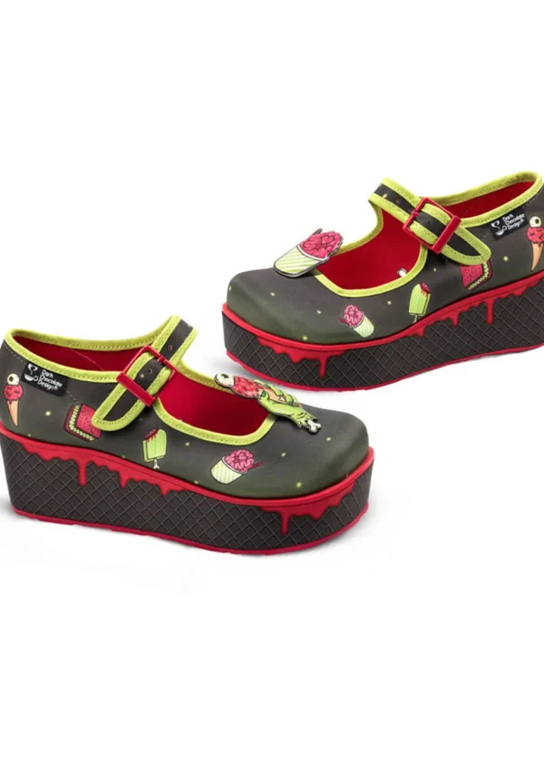Hot Chocolate Design Brain Freeze Platform Shoes Black