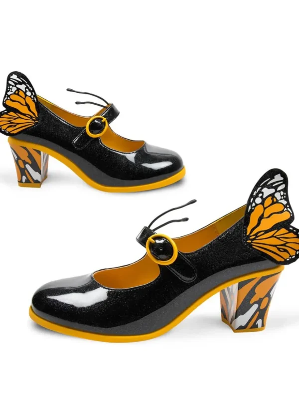 Hot Chocolate Design Monarch Butterfly Pumps Black
