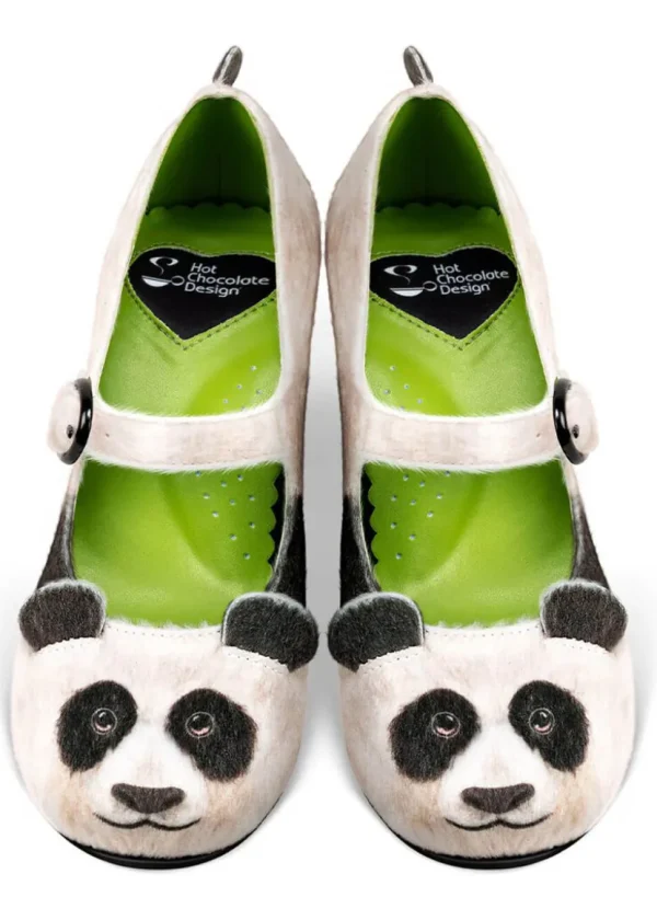 Hot Chocolate Design Panda Pumps Black White