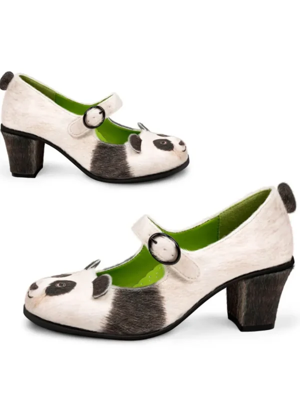 Hot Chocolate Design Panda Pumps Black White