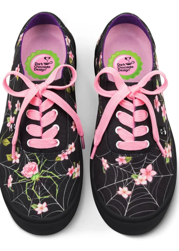 Hot Chocolate Design Spider Blossom Sneakers Trainers Black