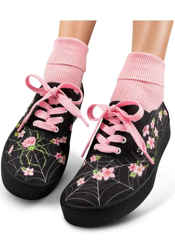 Hot Chocolate Design Spider Blossom Sneakers Trainers Black