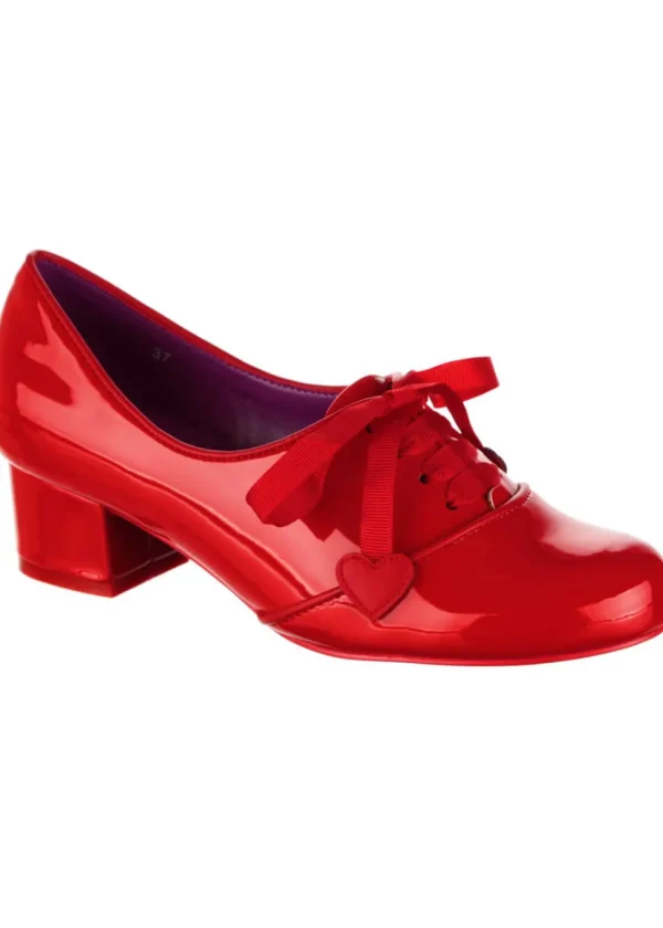 Irregular Choice Bed of Roses Dear Dolly Patent Pumps Red