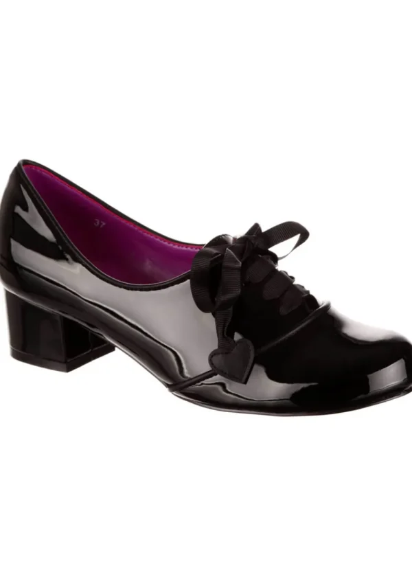 Irregular Choice Bed of Roses Dear Dolly Patent Pumps Black