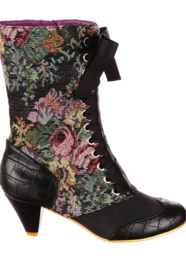 Irregular Choice Bed of Roses Lost Lover 40's Boots Black