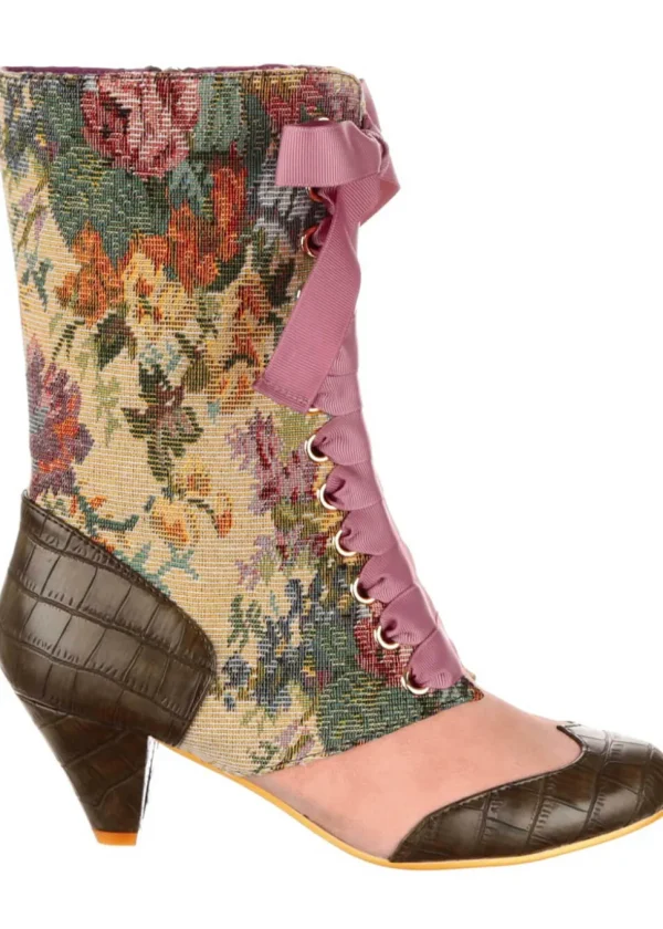 Irregular Choice Bed of Roses Lost Lover 40's Boots Green
