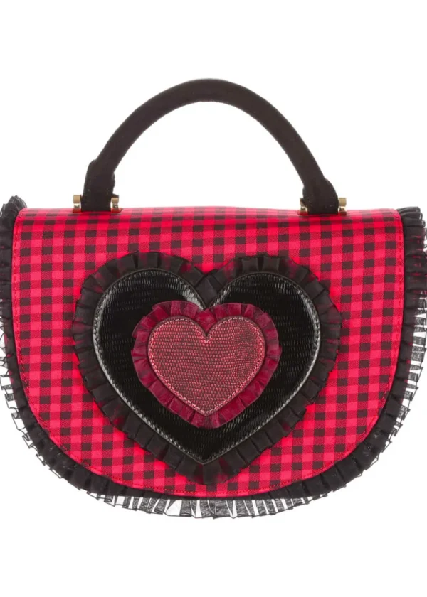 Irregular Choice Easy Breezy Hearts Cinch Bag Black Red