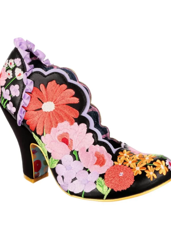 Irregular Choice Wildflower Wander Floral 50's Pumps Black