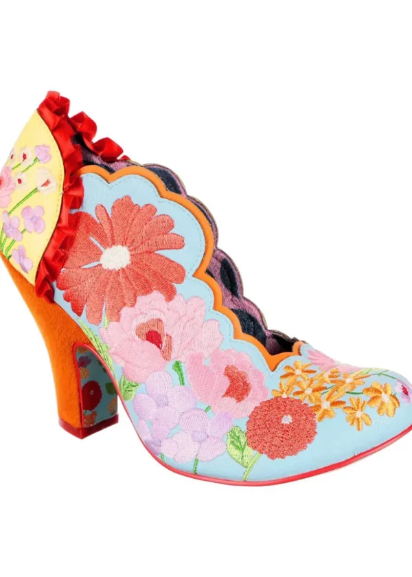 Irregular Choice Wildflower Wander Floral 50's Pumps Orange/Blue