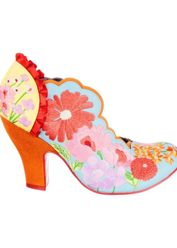 Irregular Choice Wildflower Wander Floral 50's Pumps Orange/Blue