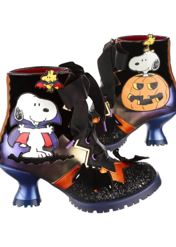 Irregular Choice x Peanuts It's The Great Pumpkin Ankle Boots Black
