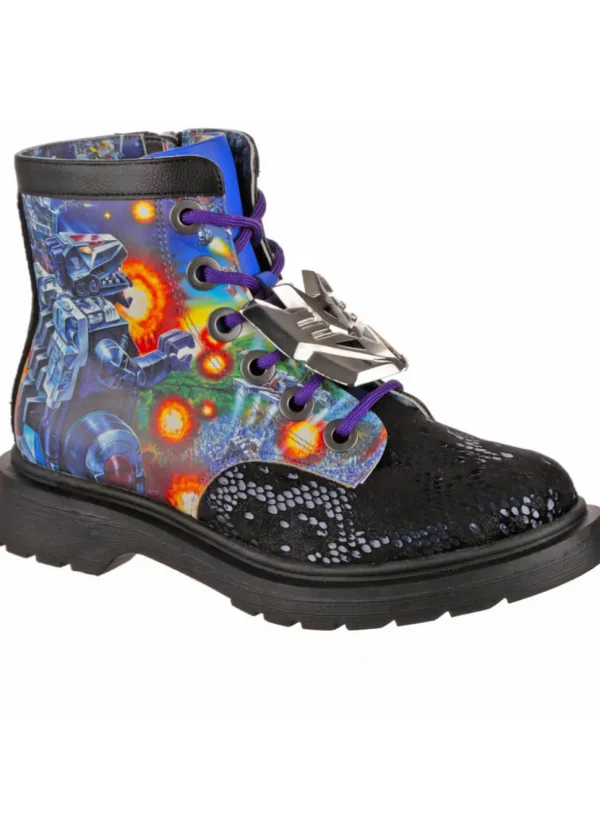 Irregular Choice x Transformers Battle Ready Boots Blue Purple
