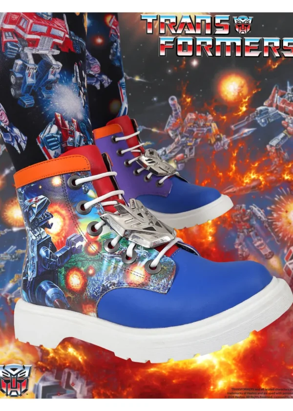 Irregular Choice x Transformers Battle Ready Boots Blue Red