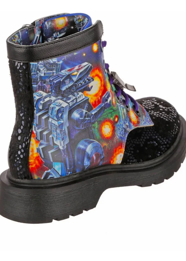 Irregular Choice x Transformers Battle Ready Boots Blue Purple