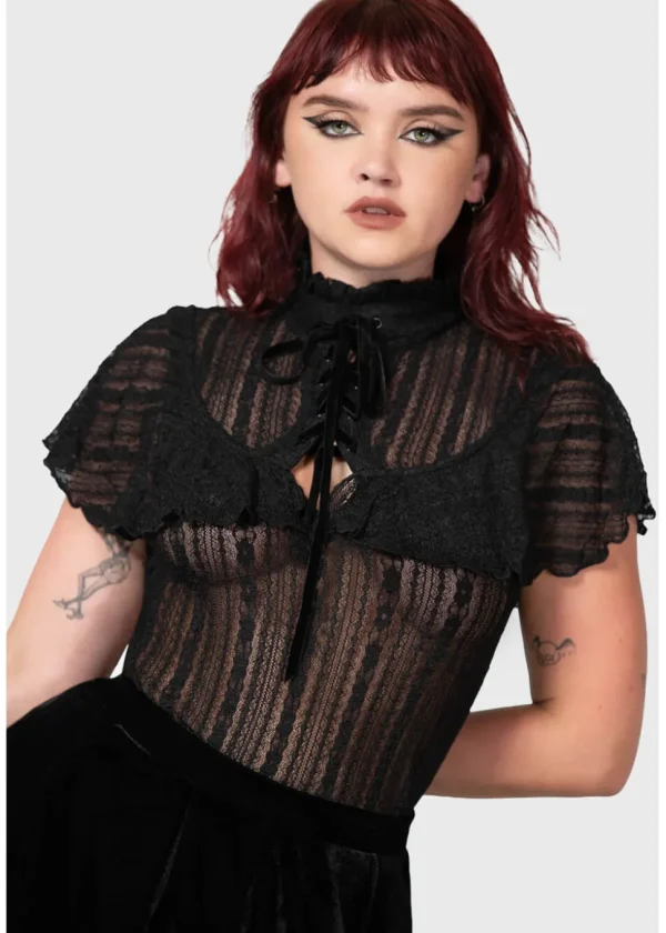 Killstar Atala's Night Lace Top Black