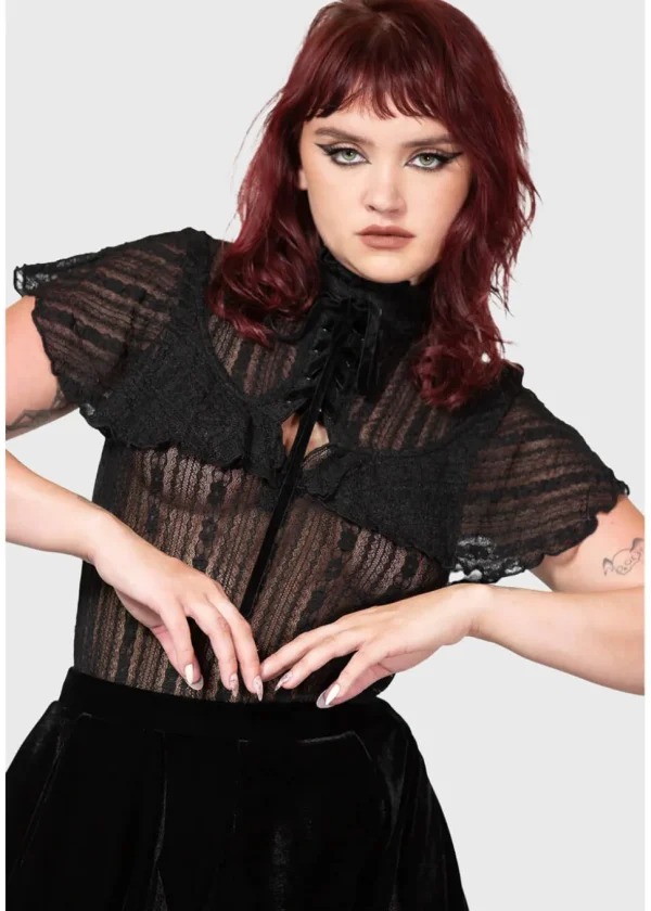 Killstar Atala's Night Lace Top Black