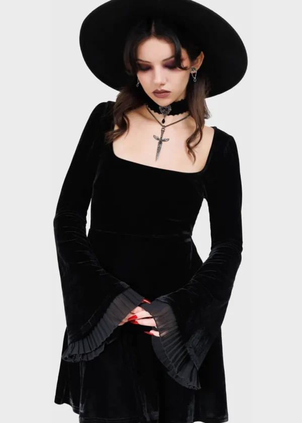 Killstar Beatrix Velvet Dress Black