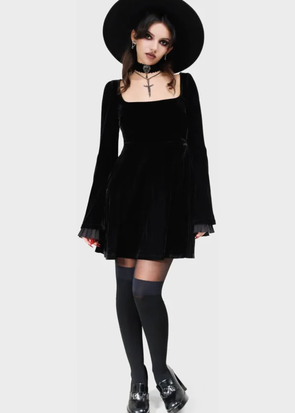 Killstar Beatrix Velvet Dress Black