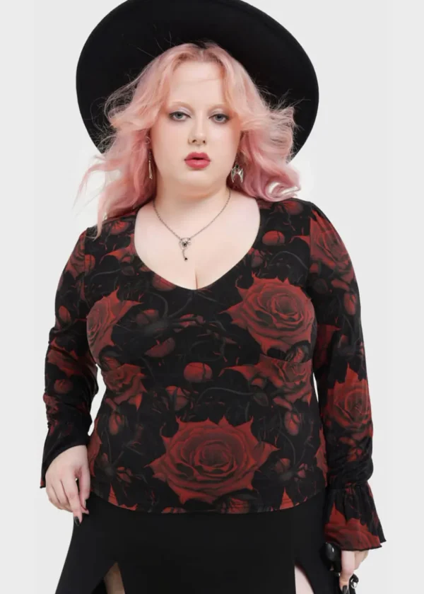 Killstar Blood Rose Top Black Red