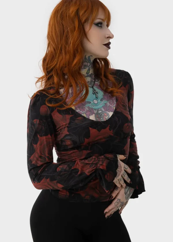 Killstar Blood Rose Top Black Red