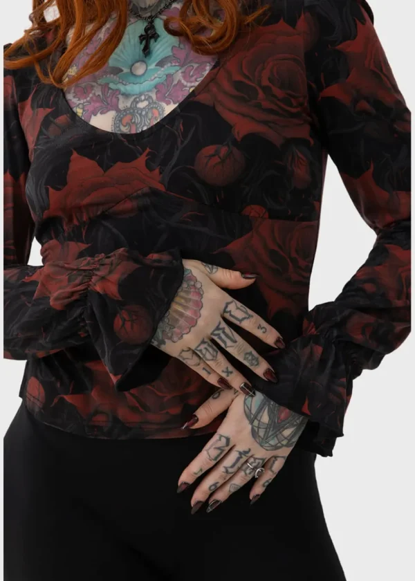 Killstar Blood Rose Top Black Red