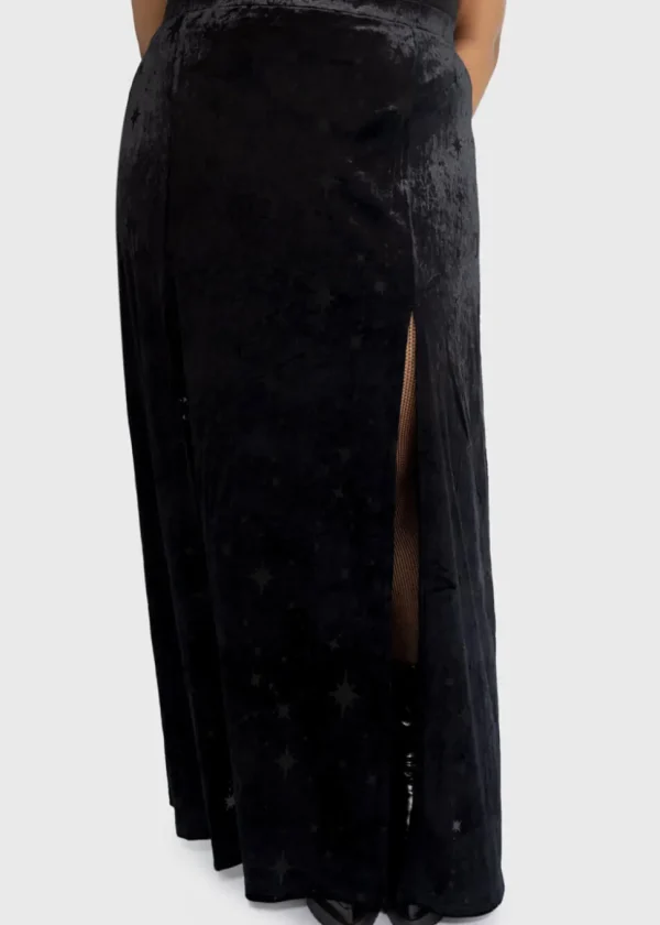 Killstar Coma Star Velvet Maxi Skirt Black