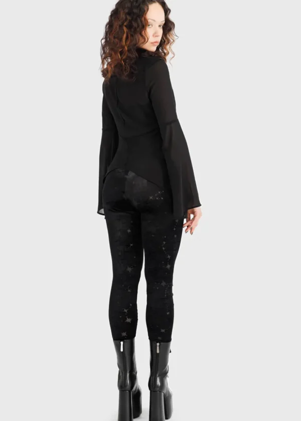 Killstar Coma Star Velvet Leggings Black
