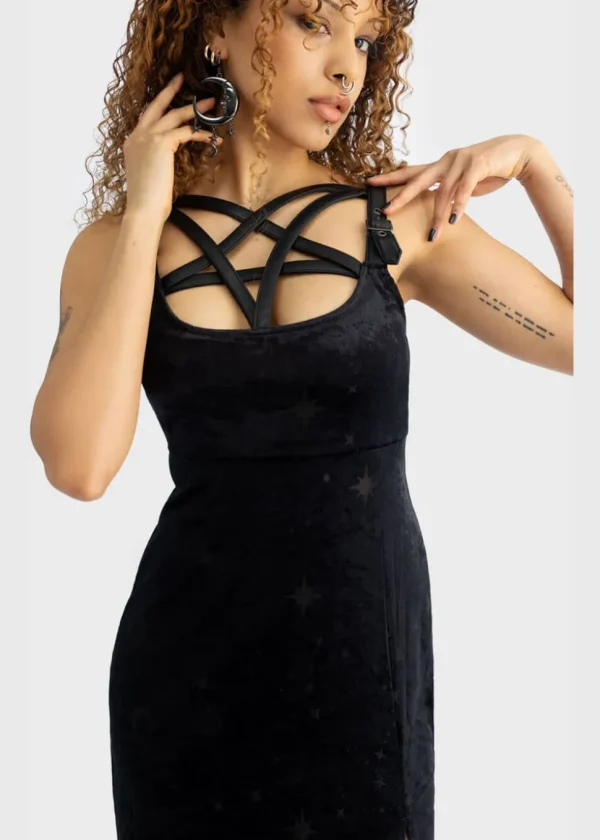 Killstar Coma Star Velvet Maxi Dress Black