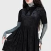 Killstar Convent Cutie Velvet Mini Dress Black