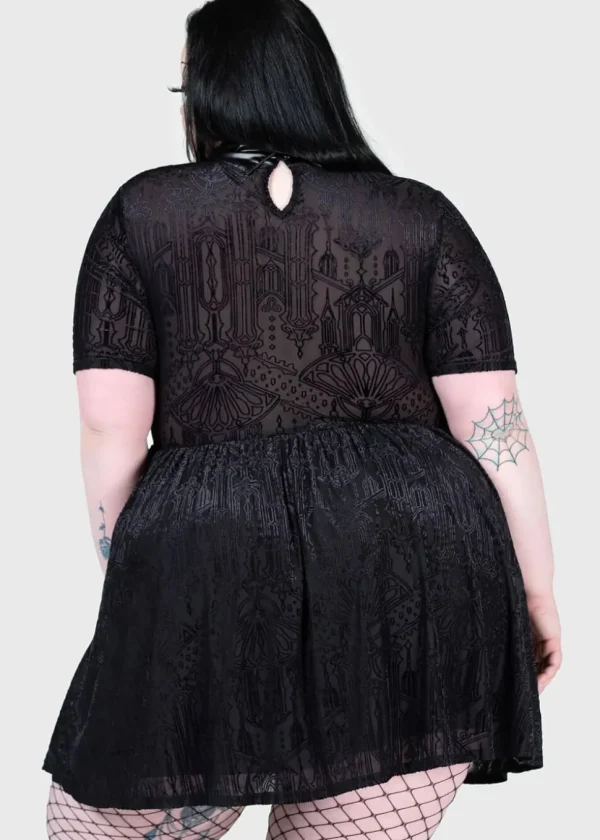 Killstar Convent Cutie Velvet Mini Dress Black
