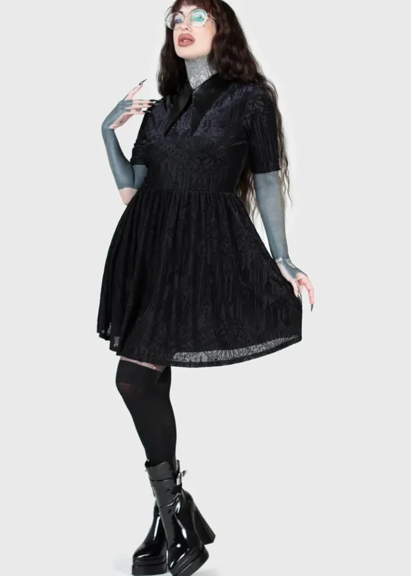Killstar Convent Cutie Velvet Mini Dress Black