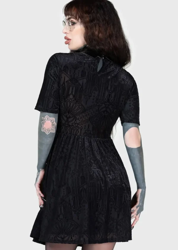 Killstar Convent Cutie Velvet Mini Dress Black