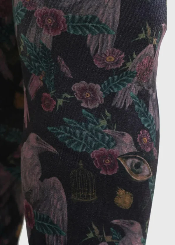 Killstar Corax Raven Velvet Leggings Black