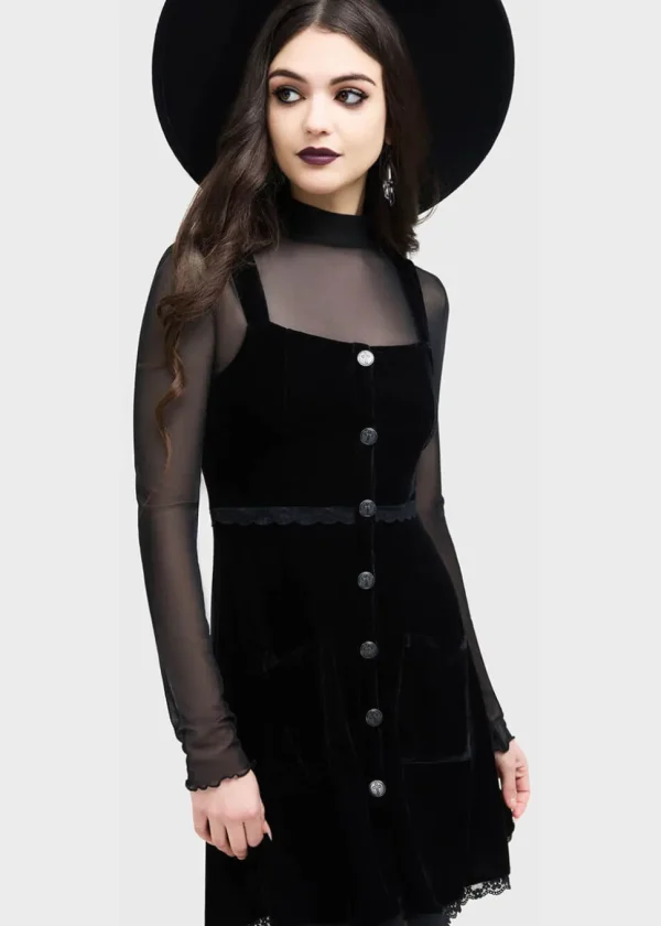Killstar Ephemorose Velvet Dress Black