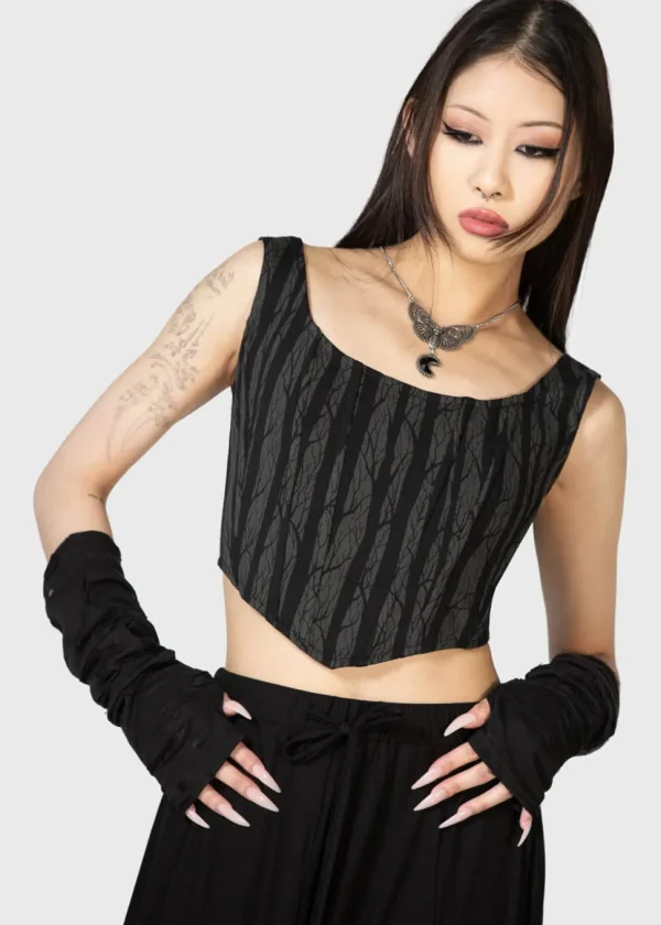 Killstar Fearful Forest Corset Top Black