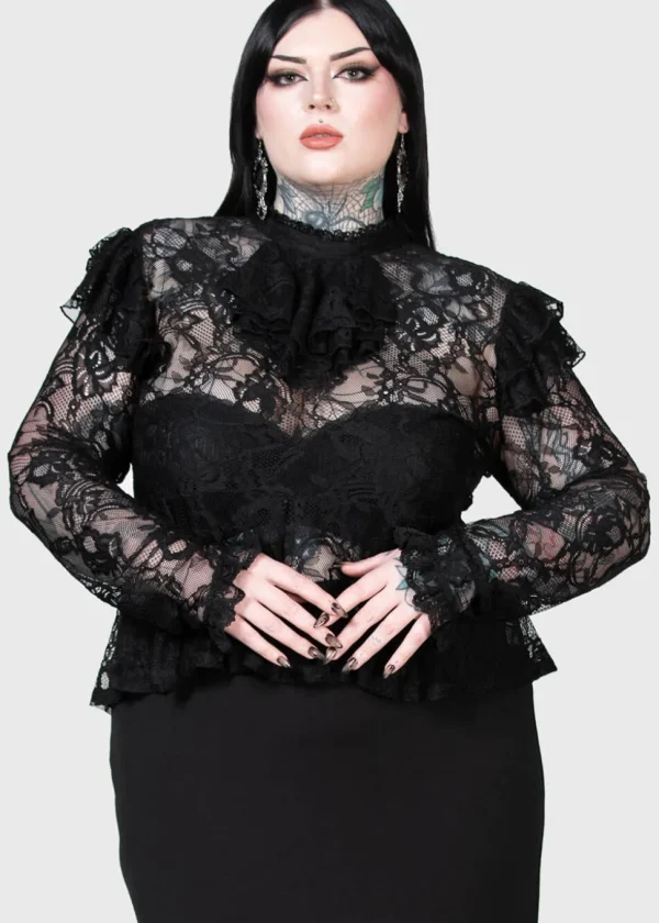 Killstar Fickle Feud Lace Blouse Black