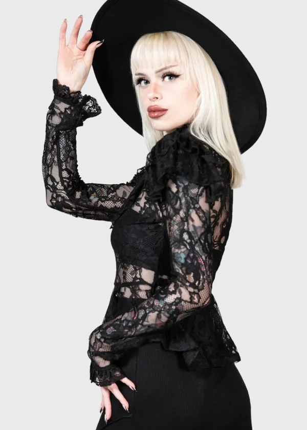 Killstar Fickle Feud Lace Blouse Black