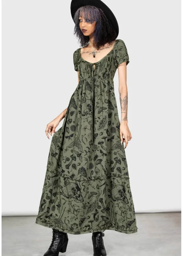 Killstar Forestine 70's Maxi Dress Green