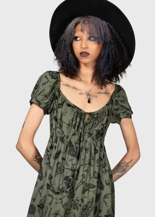Killstar Forestine 70's Maxi Dress Green