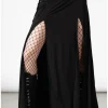 Killstar Hellverina Split Maxi Skirt Black