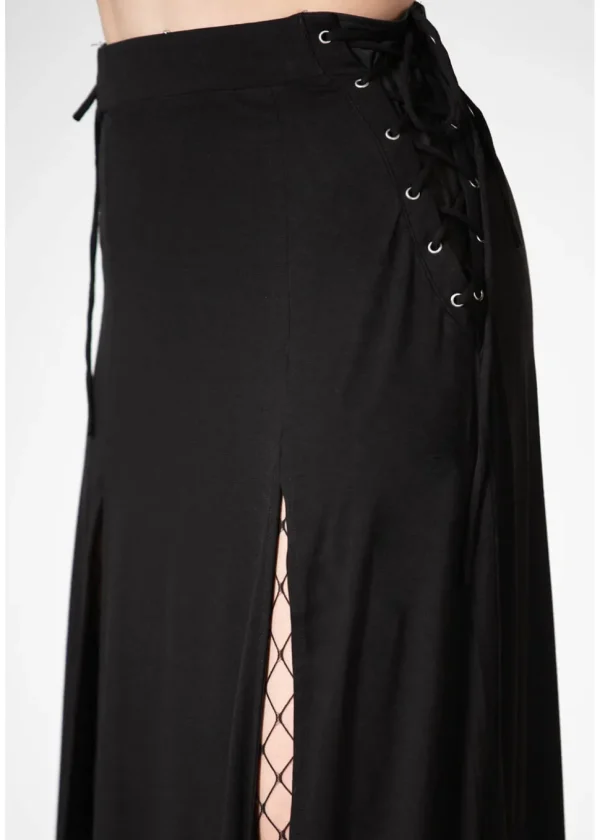 Killstar Hellverina Split Maxi Skirt Black