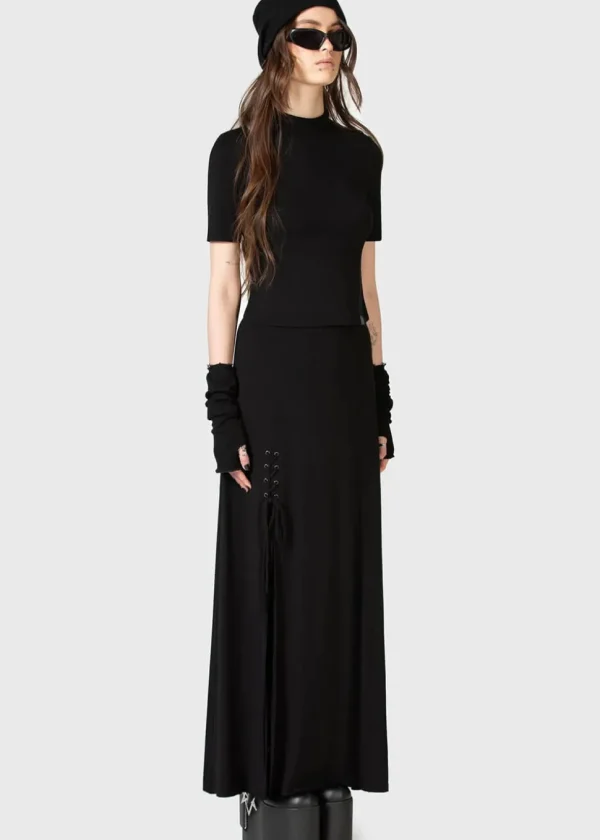 Killstar Kihilist Secretly Weep Maxi Skirt Black